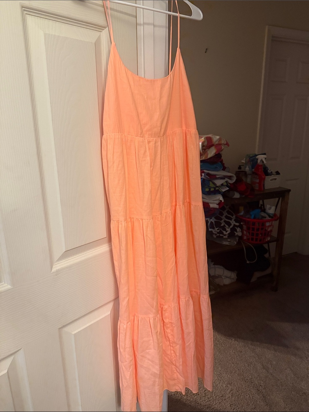 Spaghetti strap orange dress with tie back